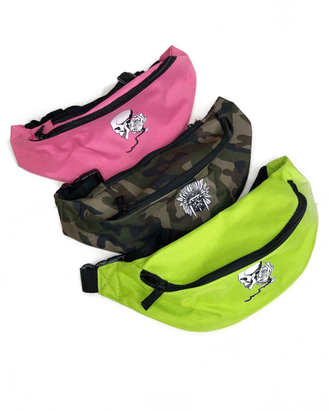 PINK WAISTPACK ROSE-SKULL DESIGN