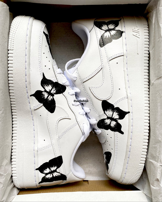 BLACK BUTTERFLIES NIKE AIR FORCE 1'S