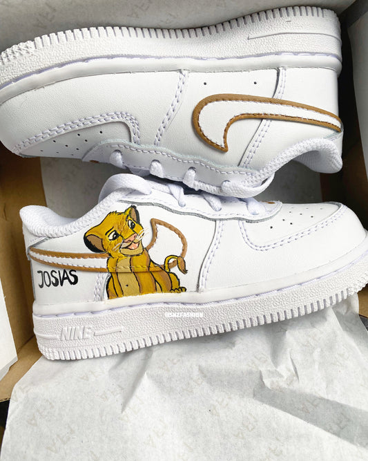 SIMBA LION + NAME DESIGN BABY/KIDS NIKE AIR FORCE 1