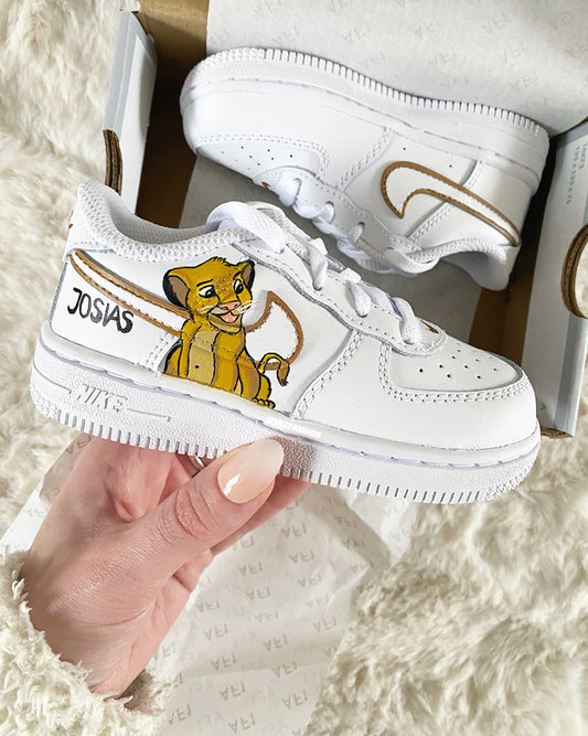 SIMBA LION + NAME DESIGN BABY/KIDS NIKE AIR FORCE 1