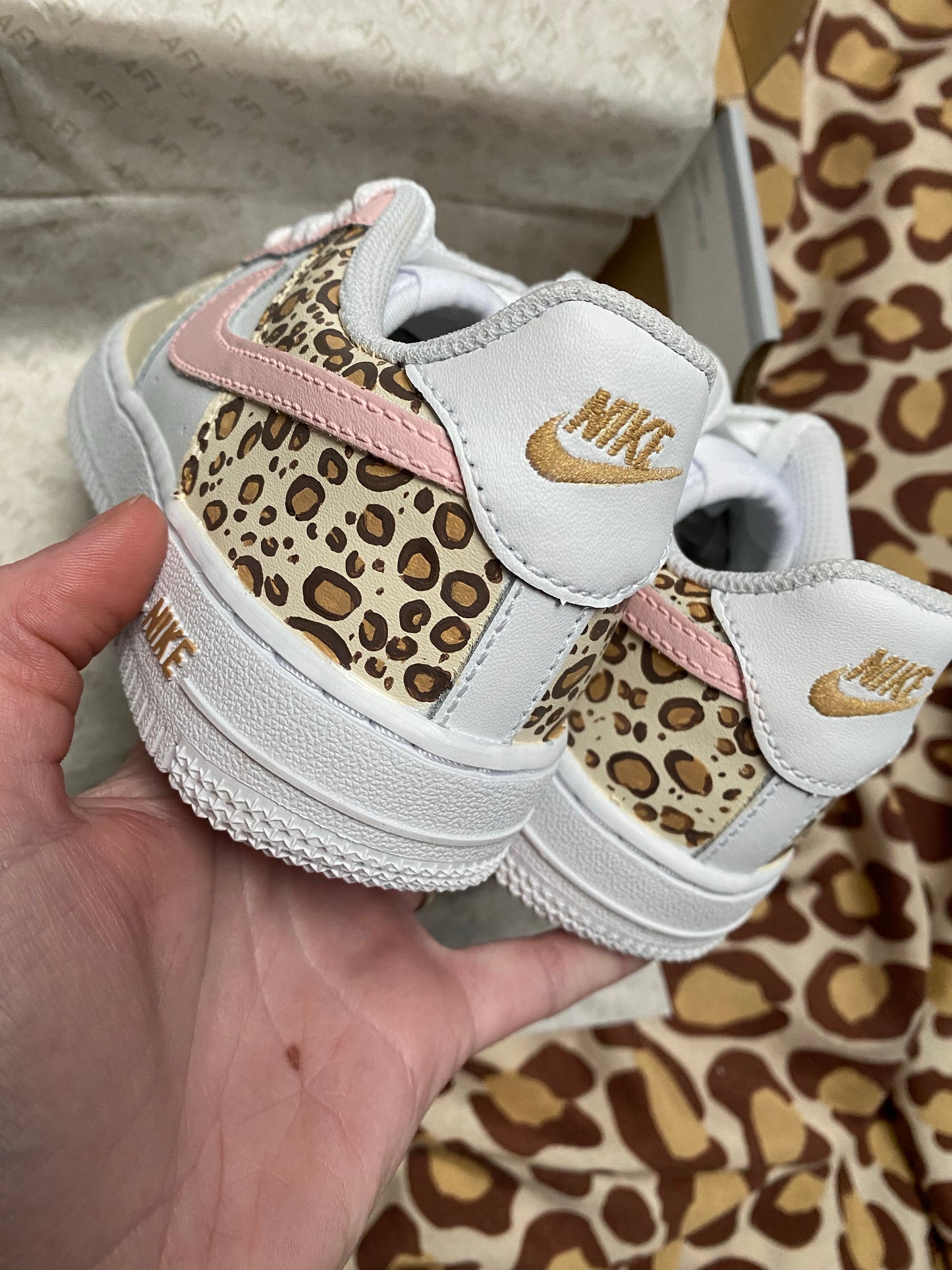 LEOPARD PRINT NIKE AIR FORCE 1'S (BABY/KIDS/ADULTS)